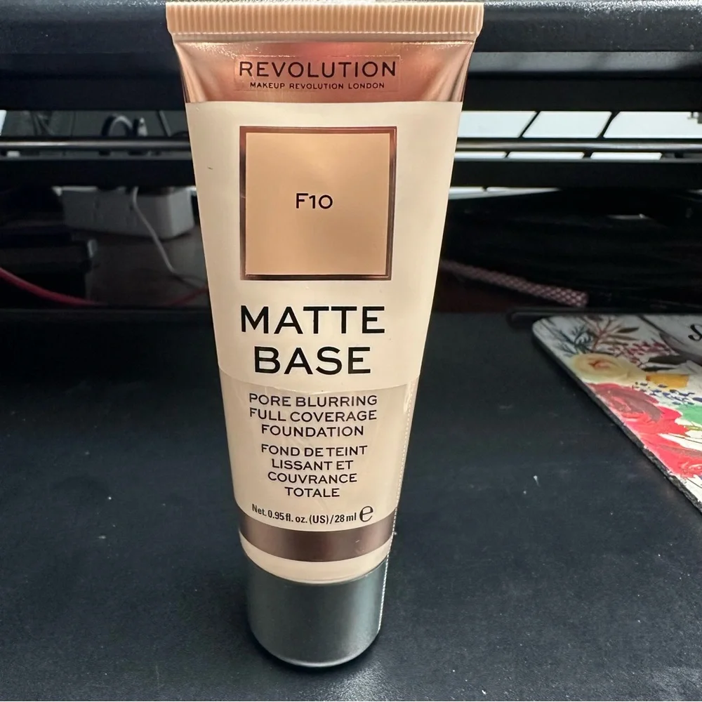Revolution Matte Base Foundation F10 Shade Full Coverage NIB